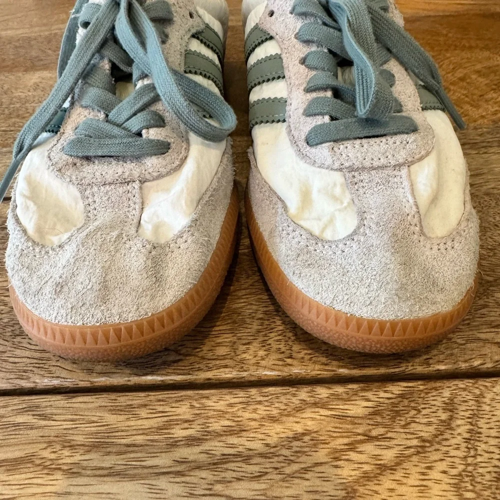 Adidas Samba Sneakers in Silver Green & Putty Mauve - Picture 6 of 11